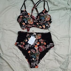 Cupshe floral high waisted bikini